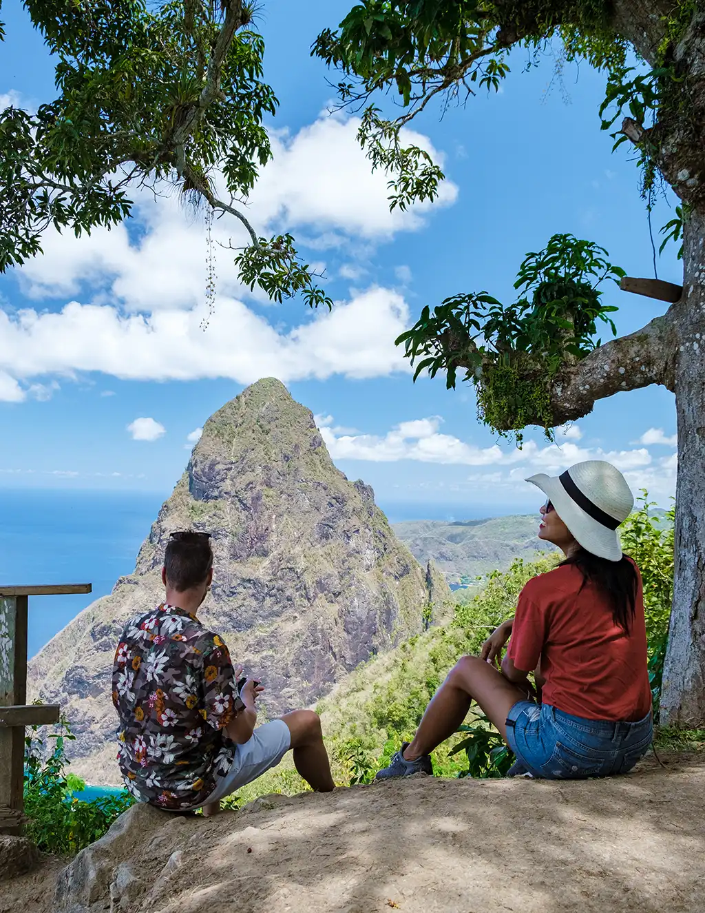 Couple Enjoying View of Pitons